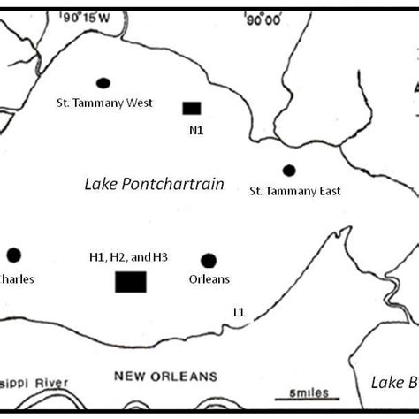 Map Of Lake Pontchartrain Showing Reef Locations Circles Indicate