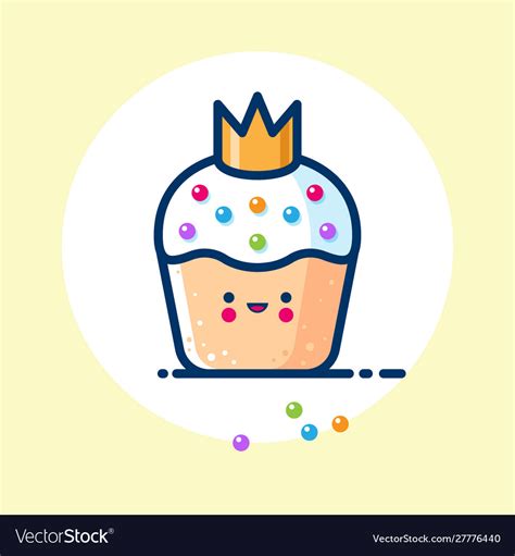 Cake Small Princess Muffin Crown Cream Sweets Vector Image