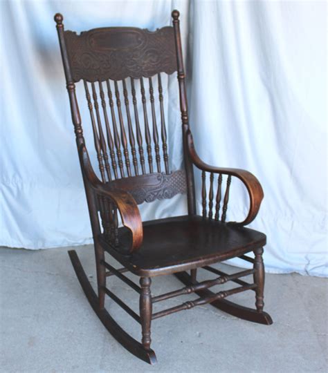 Bargain Johns Antiques Antique Round Arm Pressback Rocking Chair