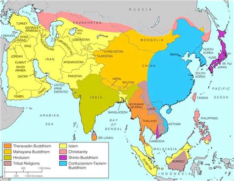 This Map Shows Regions And Those Regions Main Religions Asia Map Map