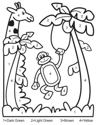 Jungle coloring pages for preschoolers. Color by Numbers Printables for Kids | Preschool jungle ...