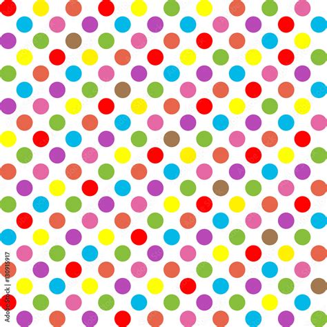 Rainbow Colors Polka Dots Pattern On White Background Illustration
