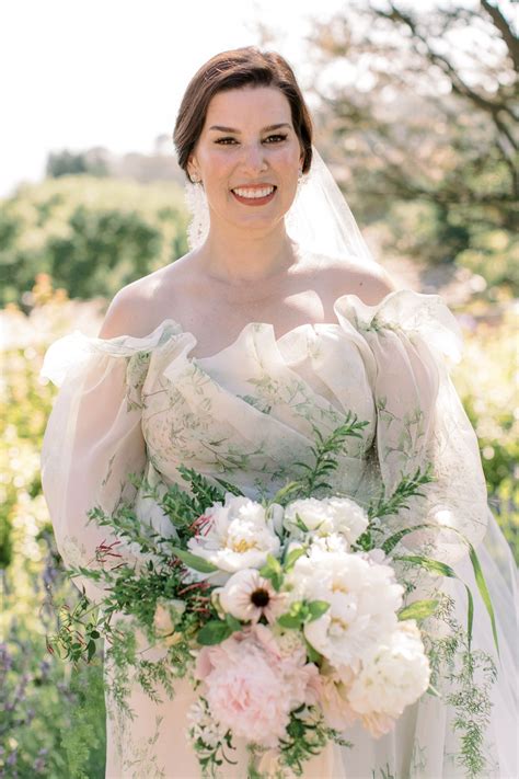 Monique Lhuillier Floral Print Wedding Dress Big Sur Wedding — Lwd