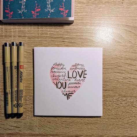 Handwritten Heart Card Valentines Card Happy Valentines Etsy