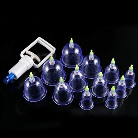 Effective Healthy 12 Cups Medical Vacuum Cupping Suction Therapy Device Body Massager Set 2018