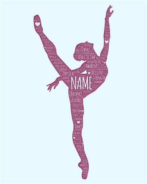 Personalized Ballerina Word Art Print Ballet Dance Girl Word Cloud