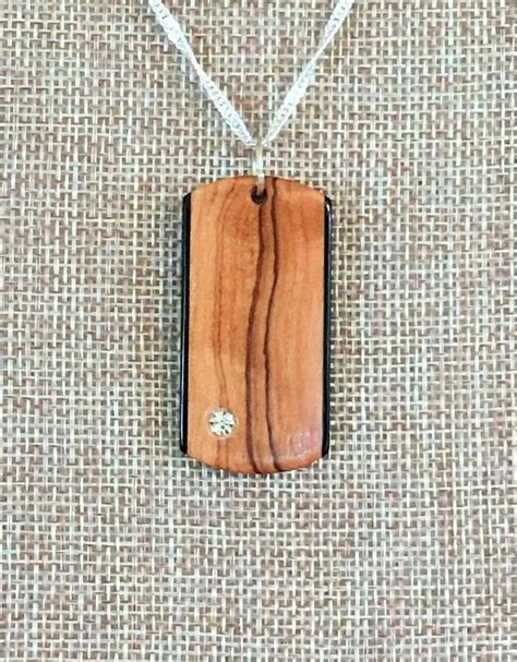 Handmade Wood Pendant Necklace Olivewood Ebony Cubic Handmadejewelry