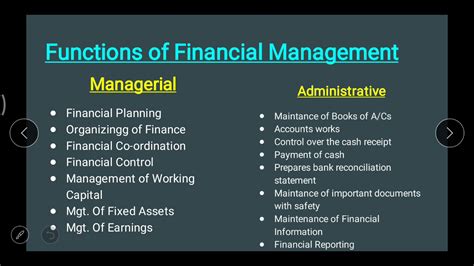 Administrative Functions Of Financial Management Youtube
