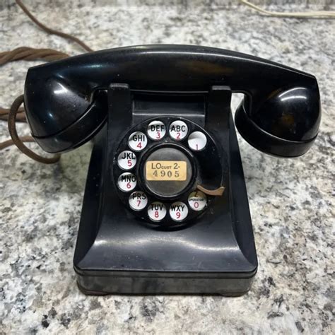 1950 Bakelite Retro Black Rotary Dial Desk Phone Western Electric F1