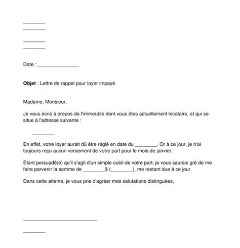 Lettre Non Paiement Loyer Locataire  Financial Report