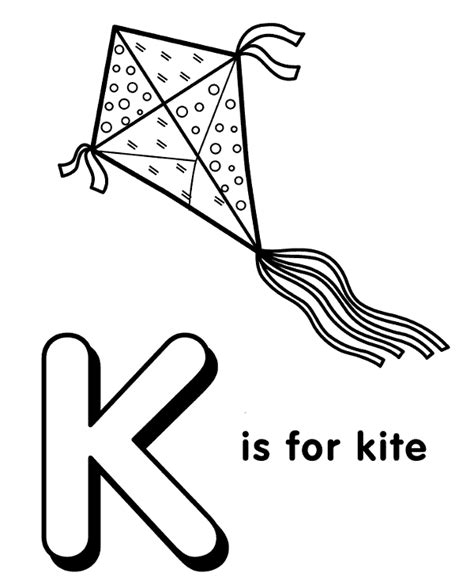 K for kite - vocabulary printable picture