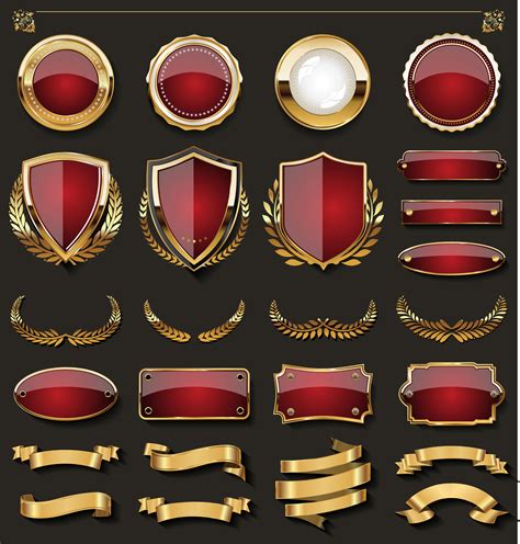Golden Badges And Labels Design Elements 284488 Vector Art At Vecteezy