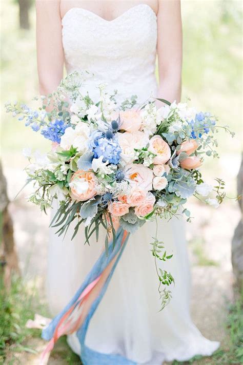Each design is sweet and gentle with perfect accent colors. Pink and blue bridal bouquet | Bridal bouquet blue, Blue ...