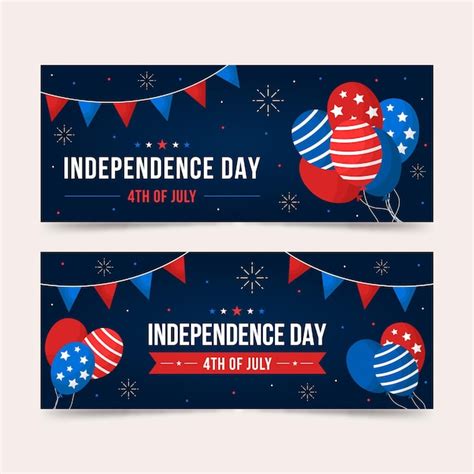 Free Vector Independence Day Horizontal Banners Style