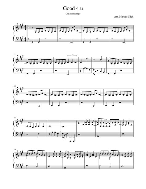 Good 4 U Olivia Rodrigo Sheet Music For Piano Solo