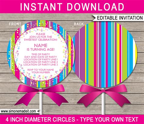 Lollipop Invitation Template | Lollipop Invitations