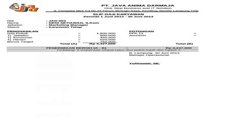 Setelah anda menyimpan berkas excel anda, silahkan buka microsoft word dan atur halaman menjadi dua kolom. Contoh Slip Gaji Karyawan Format Ms Excel - XLSX Document