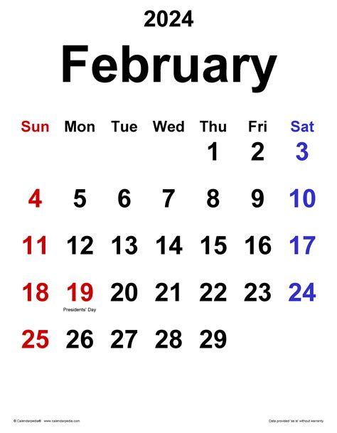 February 2024 Calendar Templates For Word Excel And Pdf