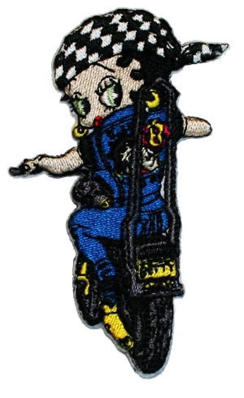 Betty Boop Motorcycle Biker Chick Embroidered Iron On Applique Etsy