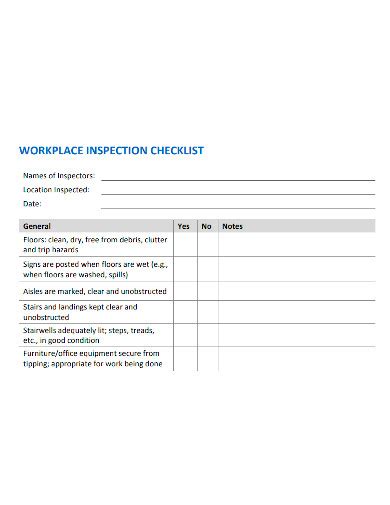 Workplace Inspection Checklist Examples Pdf Word Examples