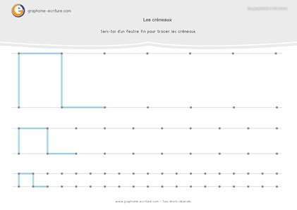 Fiches moyenne section maternelle à imprimer. Graphisme GS Les créneaux - Exercices au stylo et feutre ...