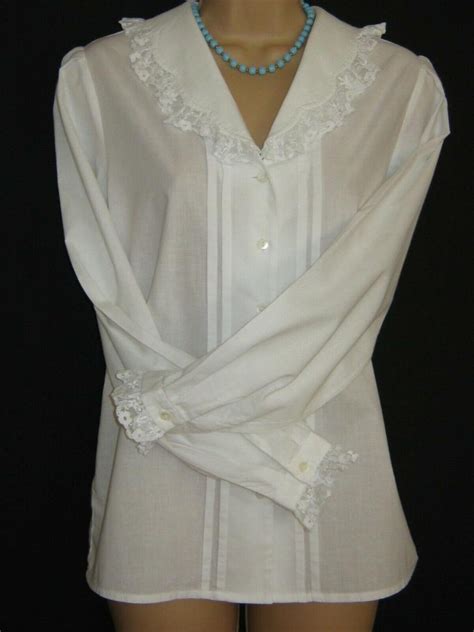 Laura Ashley Vintage White Edwardian Style Lace Collared Etsy Uk