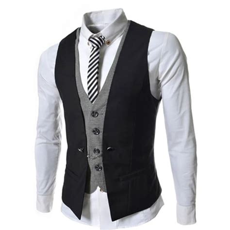 Fashion Mens Double Breasted Waistcoat Vest Slim Mens Casual Vest