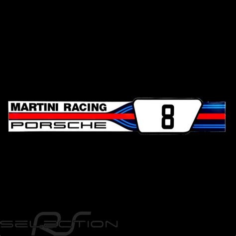 Sticker Porsche Martini Racing Number 8 Size 16 X 28 Cm