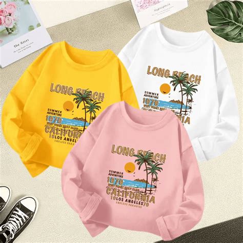 3 12y Korean Retro Style Simple Boys And Girls Long Sleeved T Shirt