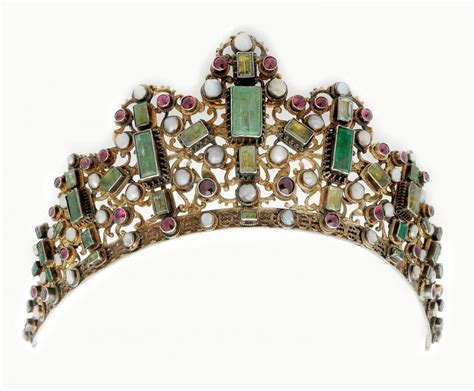 Transilvanian Tiara With Several Precious Stones Such As Emerald And
