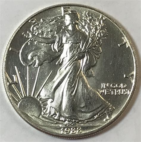 1988 1 American Silver Eagle Uncirculated 1 Oz 999 Fine Silver
