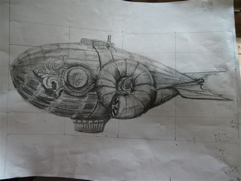 Preparatory Drawing For Steampunk Airship Painting For The Pour House