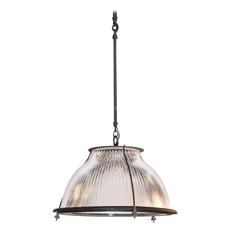 Glass And Metal Industrial Pendant Light Fixture For Sale At 1stdibs Vintage Ribbed Glass