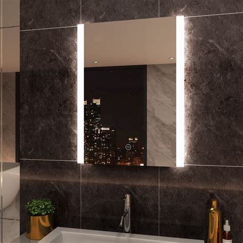 Elegant Vertical Illuminated Led Bathroom Mirror 800 X 600mm Mirror Light Touch Sensor With