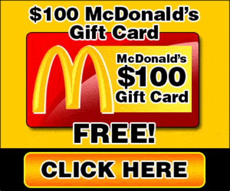 Bring the app to a nearby participating mcdonald's and redeem your next meal deal. Free Gift Cards Collection: FREE $100 McDonald's Gift Card - Enjoy Your McDonald's Menu Today!