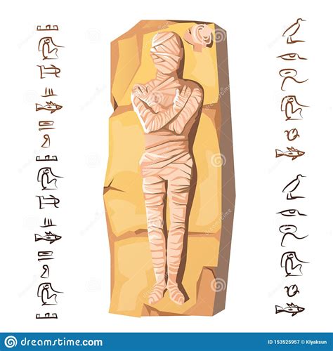Mummy Creation Steps Ancient Egyptians Ritual Vector Illustration 146318918