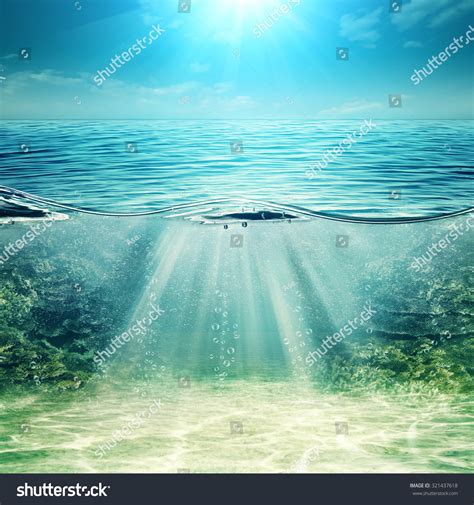 Deep Blue Ocean Abstract Underwater Backgrounds Stock Photo 321437618
