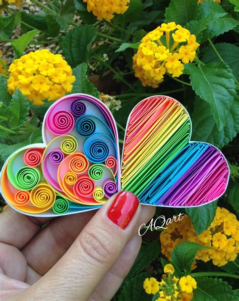 Mini Quilling Art Rainbow Heart Unique T Art Magnet Love Etsy In 2021 Paper Quilling For