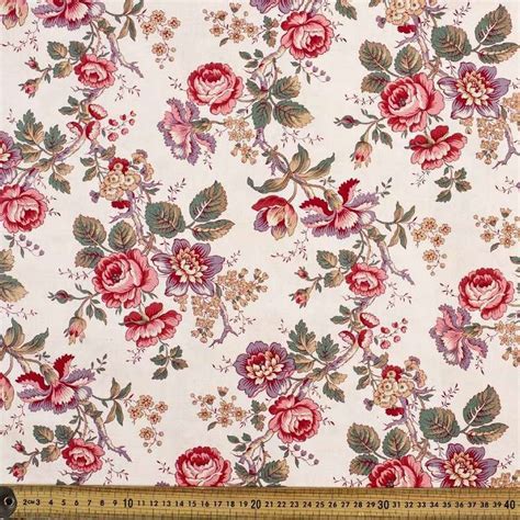Flannel fabric, fleece fabric, holiday fabric, winter fabric Mississippi Large Floral Quilting Fabric Multicoloured 112 ...