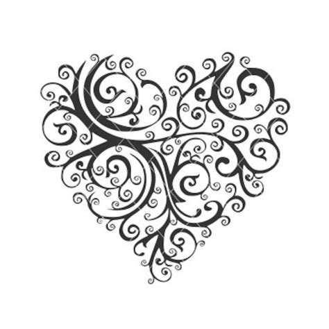Heart Svg Flurry Heart Swirl Love Symbol Clip Art Tattoo Etsy