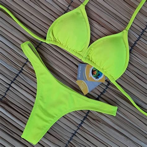 álcool Freio Simplificar Bikini Verde Neon Tend Vértice Fechar