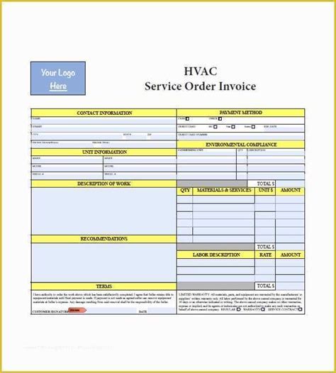 Hvac Service Invoice Template Free Of Hvac Invoice Template 7 Free Word
