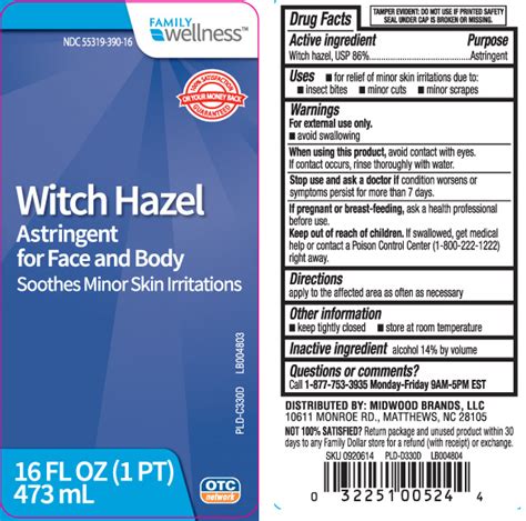 Midwood brands llc family dollar. Witch Hazel (Family Dollar (FAMILY WELLNESS)): FDA Package ...