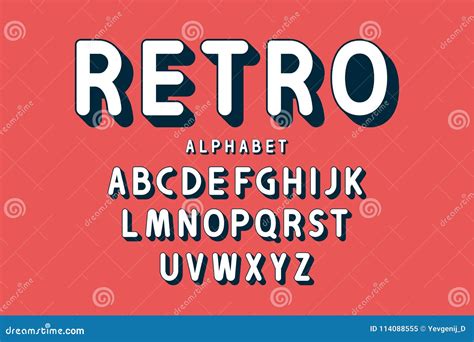 Retro Bold Font And Alphabet Rounded Letters With Long Shadows In