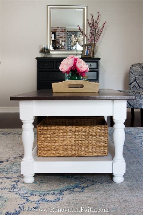 However, painted coffee table will make your. DIY Farmhouse Coffee Table with Turned Legs & Storage (Free Plans)