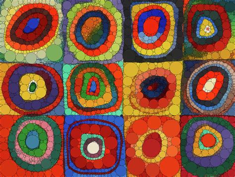 Color Study Squares With Concentric Circles Infinity Dots Painting By