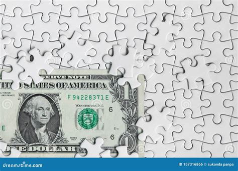 Missing Jigsaw Puzzle Pieces on Money Dollar Background, Business
