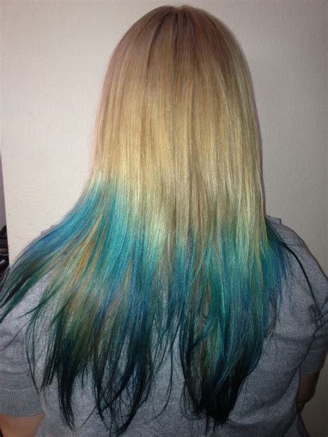 Blueteal Ombre On Blonde Hair Helluva Hair Style