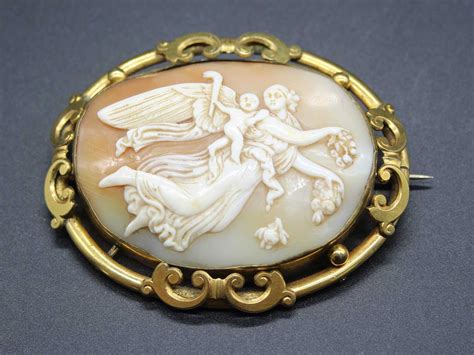 A Circa 1900 Continental Carved Shell Cameo Brooch In Pierced