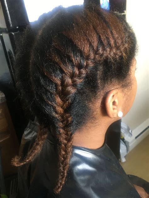 Blowout, natural style. Simple French braids. Nothing too complicated